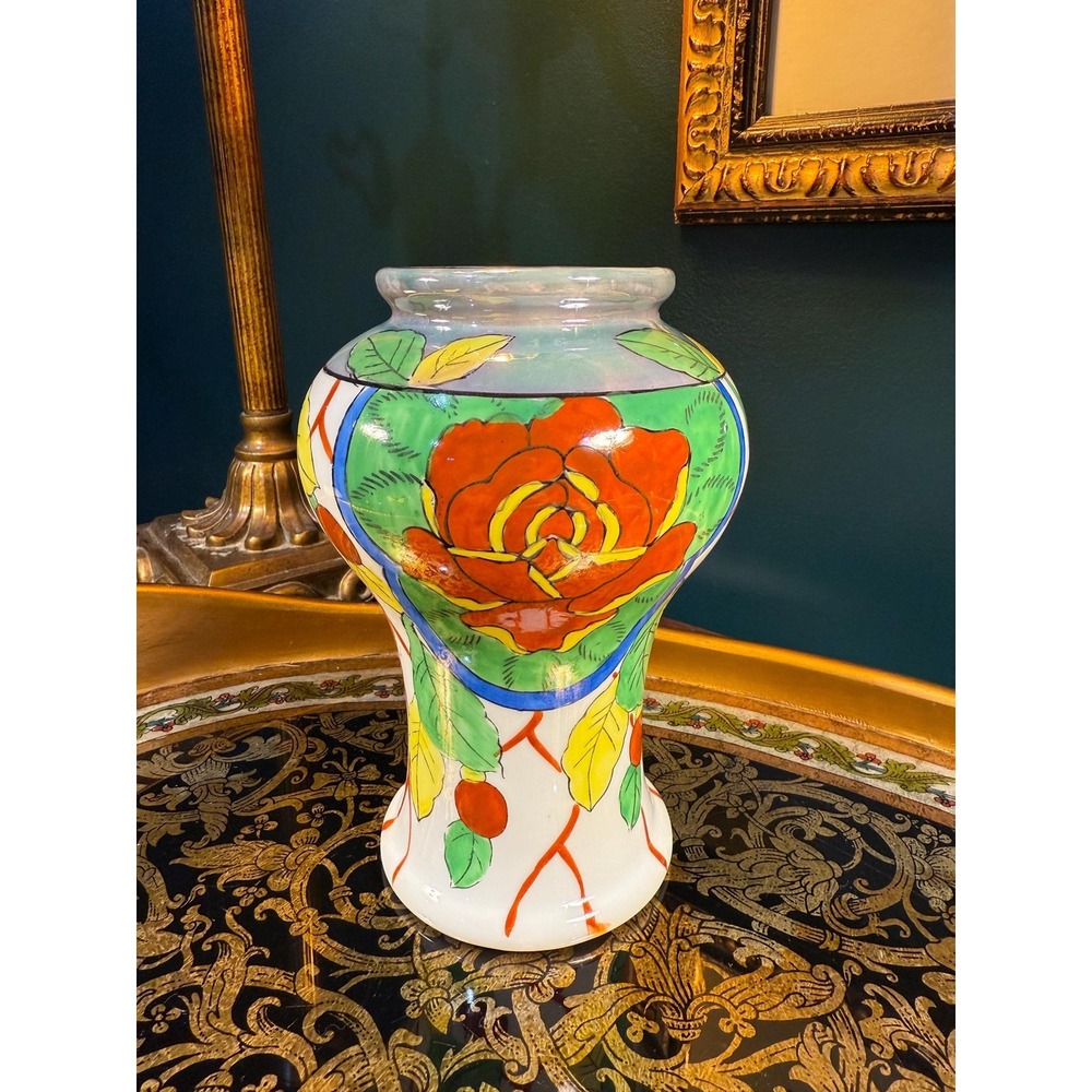Japanese Hand‑Painted‎ Elephant Mark Vase, 7″ Vintage Porcelain